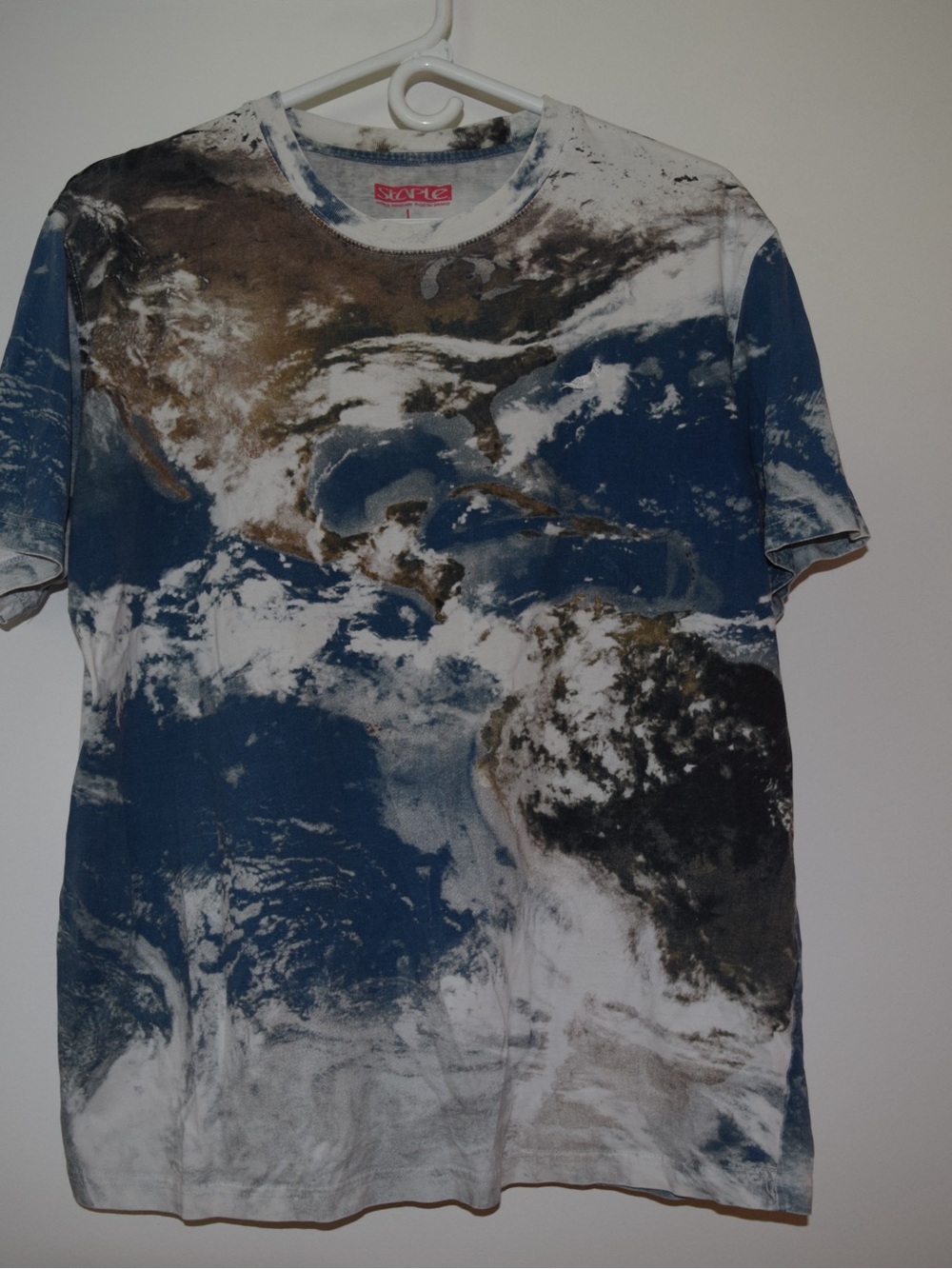 Staple Earth Satellite Graphic Tee - Blue, White & Brown - Picture 1 of 4